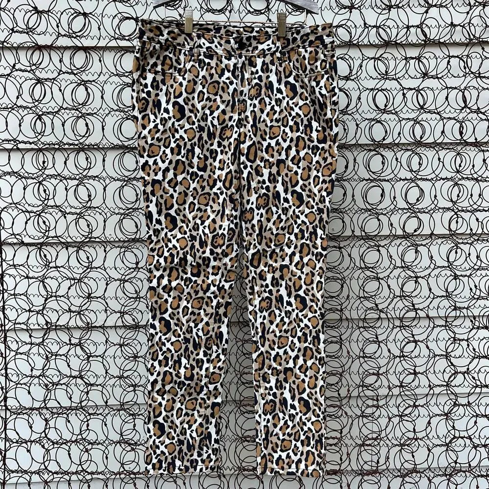 Tory Burch Leopard Cheetah Animal Print Low Rise Super Skinny Jeans Size 30